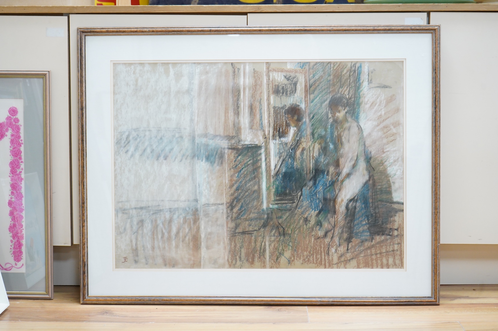 Tom Coates (1941-2023), ‘Reflections’, monogrammed, At the Mall Galleries label verso, pastel, 57 x 79cm